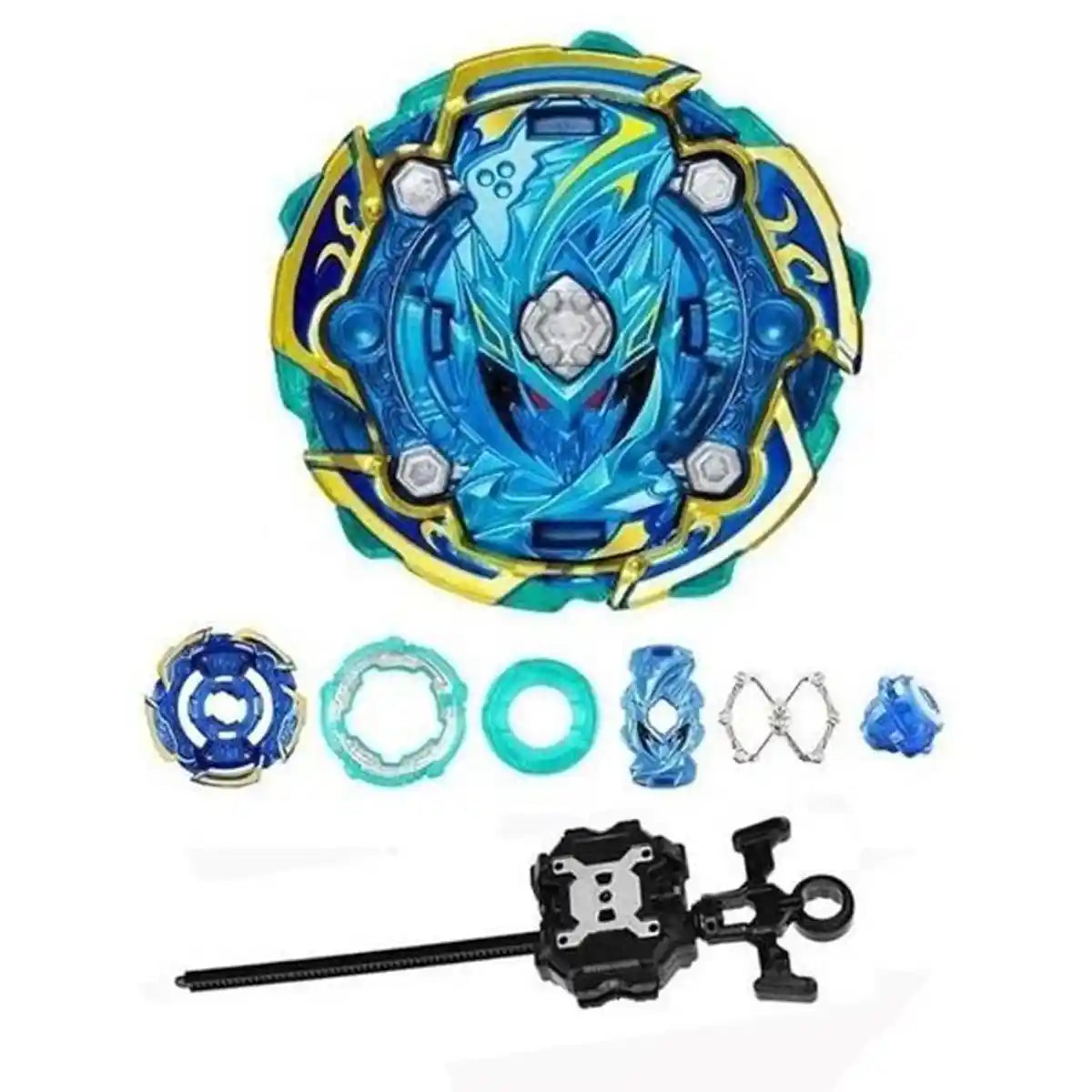 BEYBATTLE BURST S4 Starter Naked Spryzen S5, BB-156-T, Left-Spin Defense & Balance Beyblade with Launcher and Ripcord