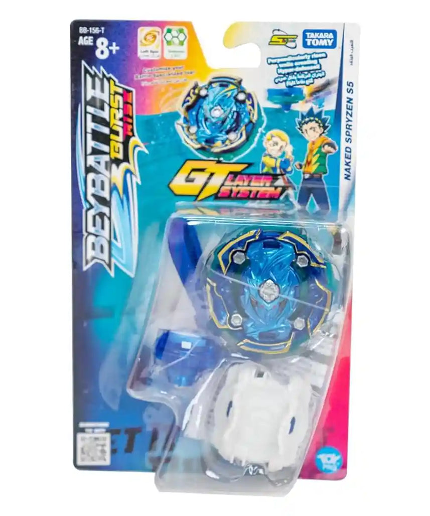 BEYBATTLE BURST S4 Starter Naked Spryzen S5, BB-156-T, Left-Spin Defense & Balance Beyblade with Launcher and Ripcord