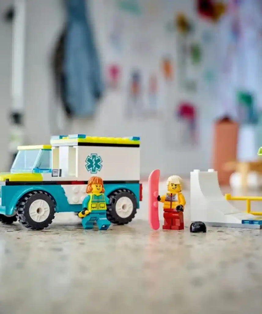 LEGO CITY 60403 Emergency Ambulance and Snowboarder Building Set – Creative Construction & Role Play Kit for Kids Ages 4+, 79-Piece Building Sets