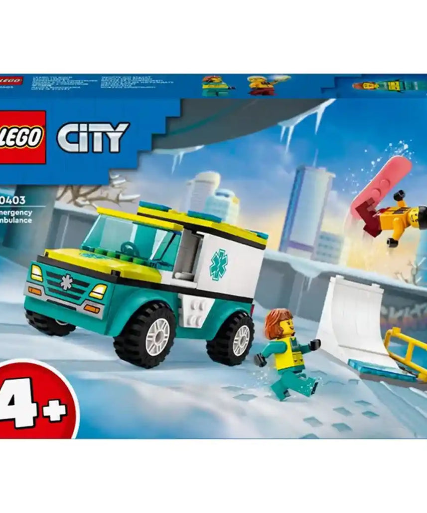 LEGO CITY 60403 Emergency Ambulance and Snowboarder Building Set – Creative Construction & Role Play Kit for Kids Ages 4+, 79-Piece Building Sets