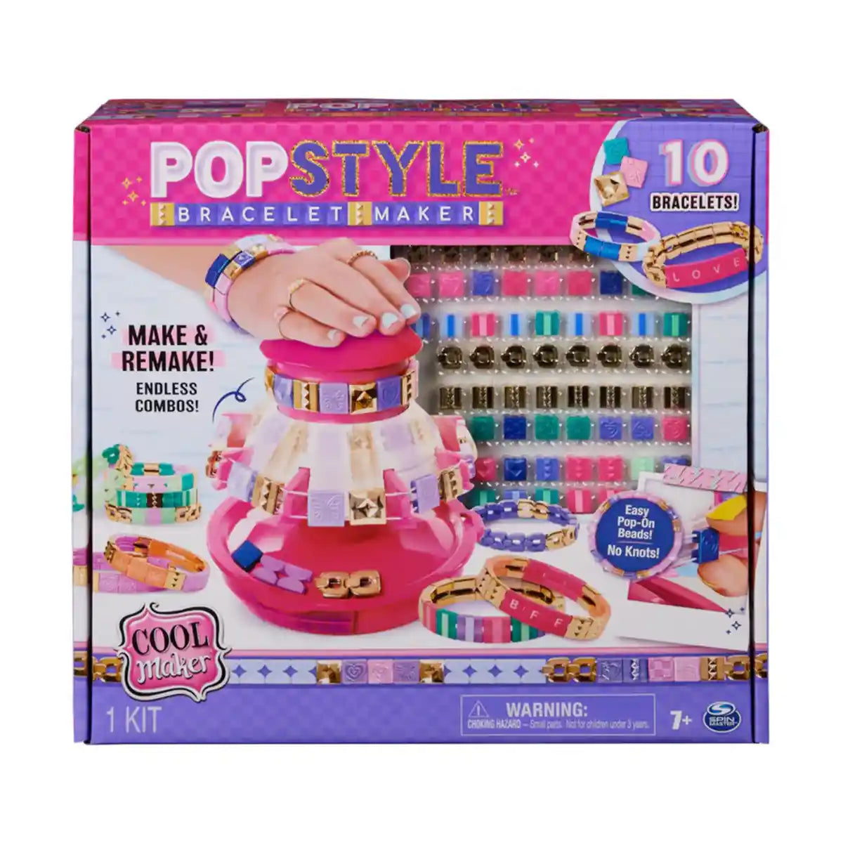 صانع أساور بلاط PopStyle الرائع، مجموعة أدوات صنع المجوهرات بنفسك للأطفال والمراهقين، اصنع أساور بلاط قابلة للتخصيص باستخدام أشرطة مطاطية وملصقات