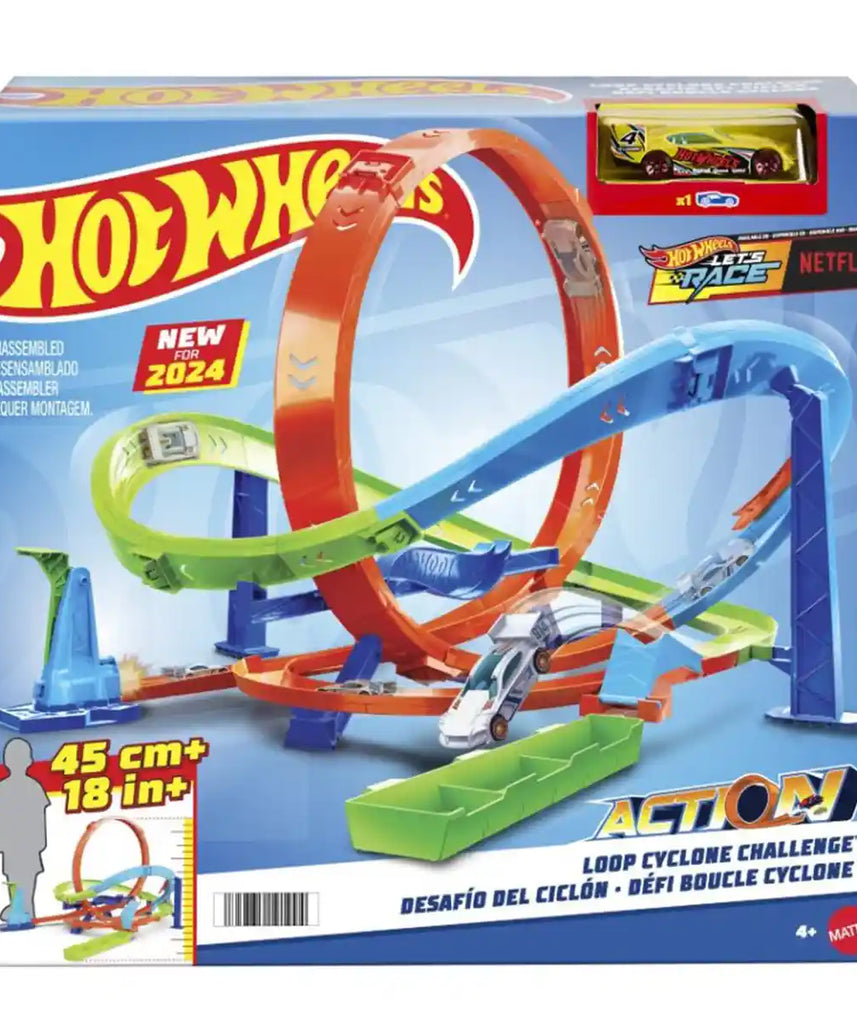 Hot Wheels Action Hyper Loop Extreme Playset, Toy Car Track Set, 2 Ways to Play, Slam Launch Loops, Jump & Score Points, Easy Storage, Includes 1:64 Scale Car, Kids Toys