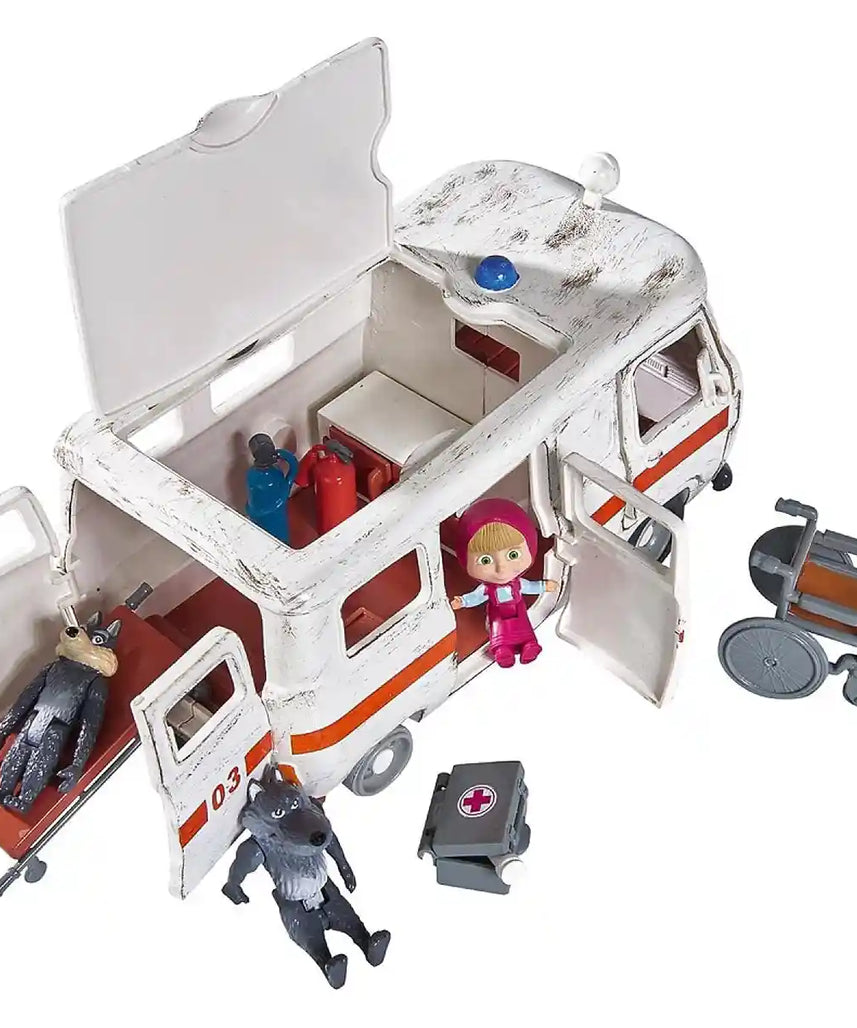 Simba Masha Playset Ambulance – Toy Accessories & Spare Parts Set with Figures, Medical Tools & Storage Add-Ons for Kids Ages 3+ Toy Accessories