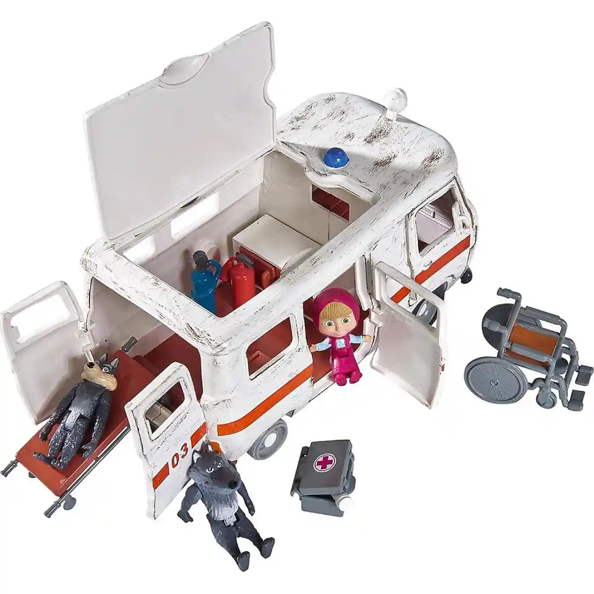 Simba Masha Playset Ambulance – Toy Accessories & Spare Parts Set with Figures, Medical Tools & Storage Add-Ons for Kids Ages 3+ Toy Accessories