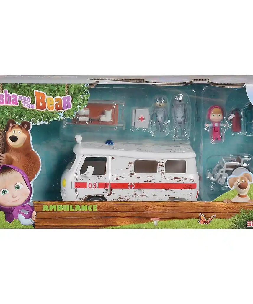 Simba Masha Playset Ambulance – Toy Accessories & Spare Parts Set with Figures, Medical Tools & Storage Add-Ons for Kids Ages 3+ Toy Accessories