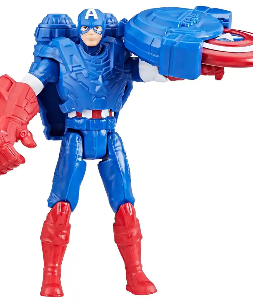 مجسم كابتن أمريكا من مارفل أفينجرز، مقاس 4 بوصات، مع حقيبة نفاثة ومسدس درع - F9341