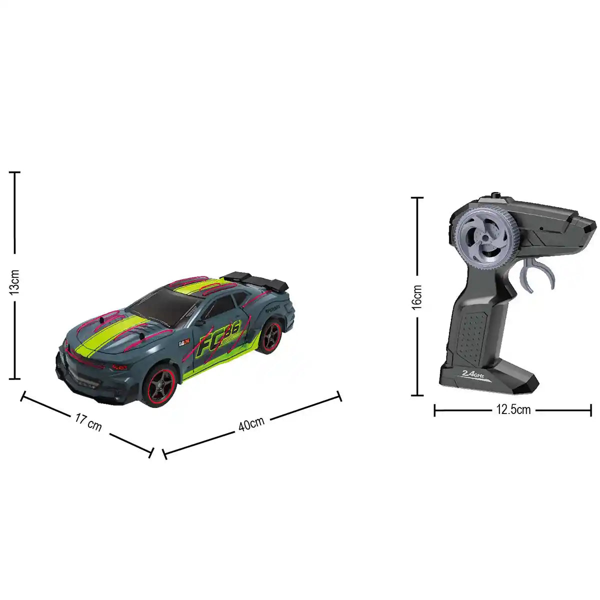 سيارة كرازون 1:12 RC مع بطارية - جهاز تحكم عن بعد 2.4 جيجاهرتز، سيارة سباق عالية السرعة، مناسبة للأعمار من 3 سنوات فما فوق