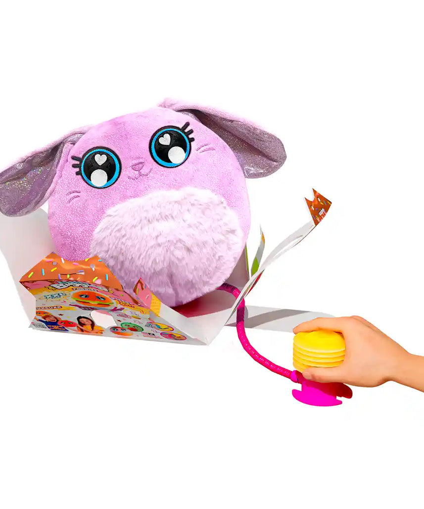 لعبة أرنب بيجيز المحشوة القابلة للنفخ، لعبة محشوة صغيرة قابلة للنمو، شخصية قطيفة ناعمة قابلة لإعادة الاستخدام للأطفال، متعة فك الصندوق التفاعلية، لعبة حيوانات قابلة للتجميع