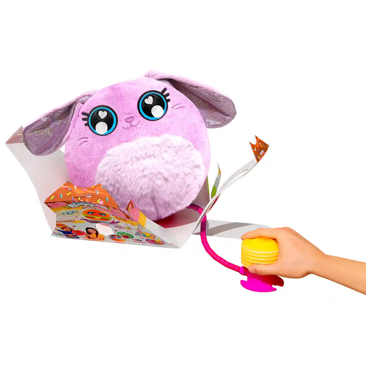 لعبة أرنب بيجيز المحشوة القابلة للنفخ، لعبة محشوة صغيرة قابلة للنمو، شخصية قطيفة ناعمة قابلة لإعادة الاستخدام للأطفال، متعة فك الصندوق التفاعلية، لعبة حيوانات قابلة للتجميع