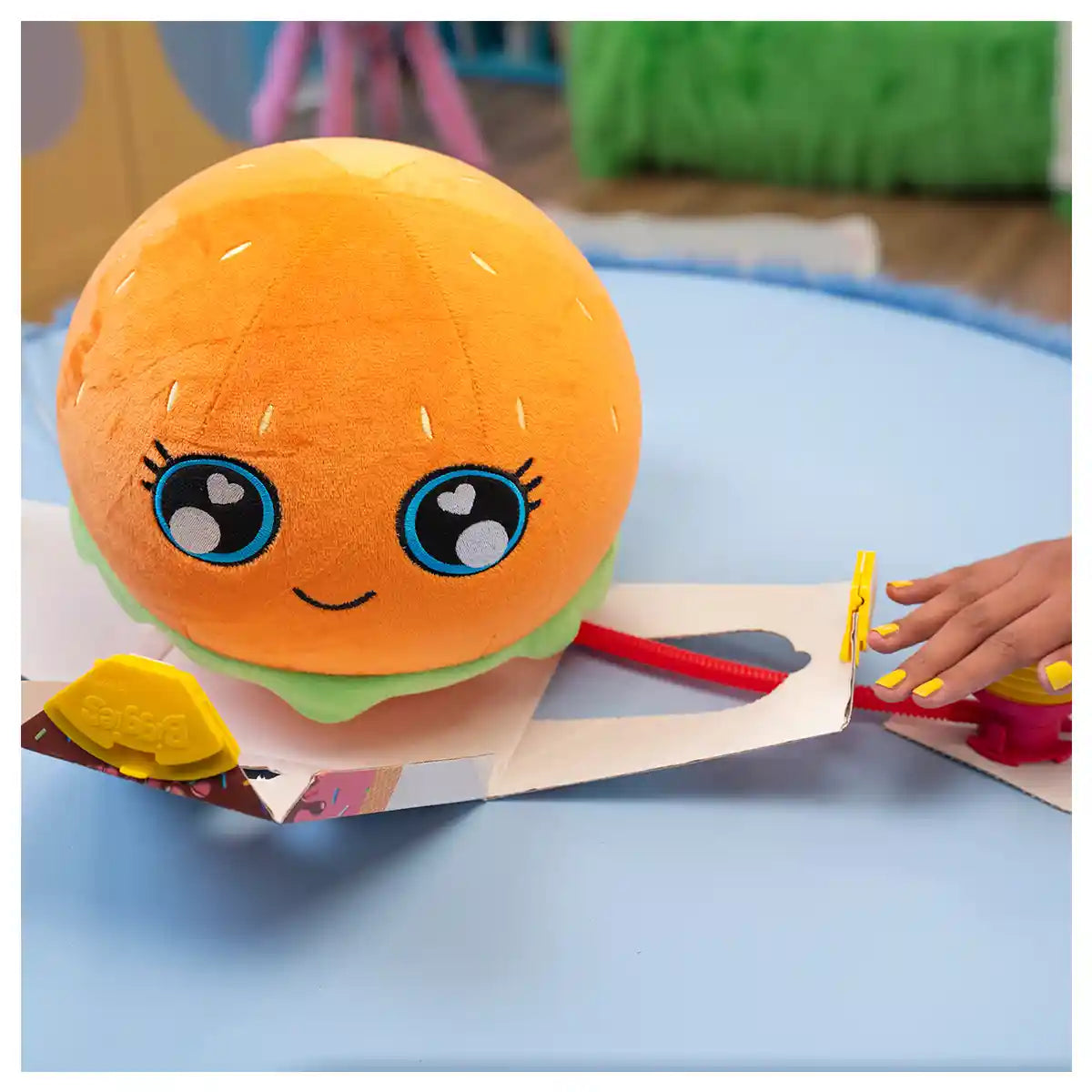 لعبة بيجيز المحشوة القابلة للنفخ على شكل برجر صغير، لعبة محشوة صغيرة قابلة للنمو، شخصية قطيفة ناعمة قابلة لإعادة الاستخدام للأطفال، متعة فك الصندوق التفاعلية، لعبة حيوانات قابلة للتجميع