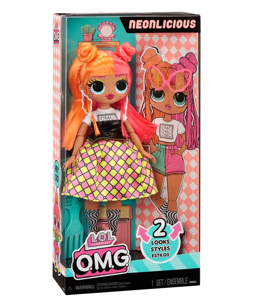 L.O.L. Surprise OMG Neonlicious Fashion Doll, Series 1 Collectible Fashion Doll for Kids Ages 4+, Includes Transforming Outfits and Fabulous Accessories, Dolls, Houses and Accessories