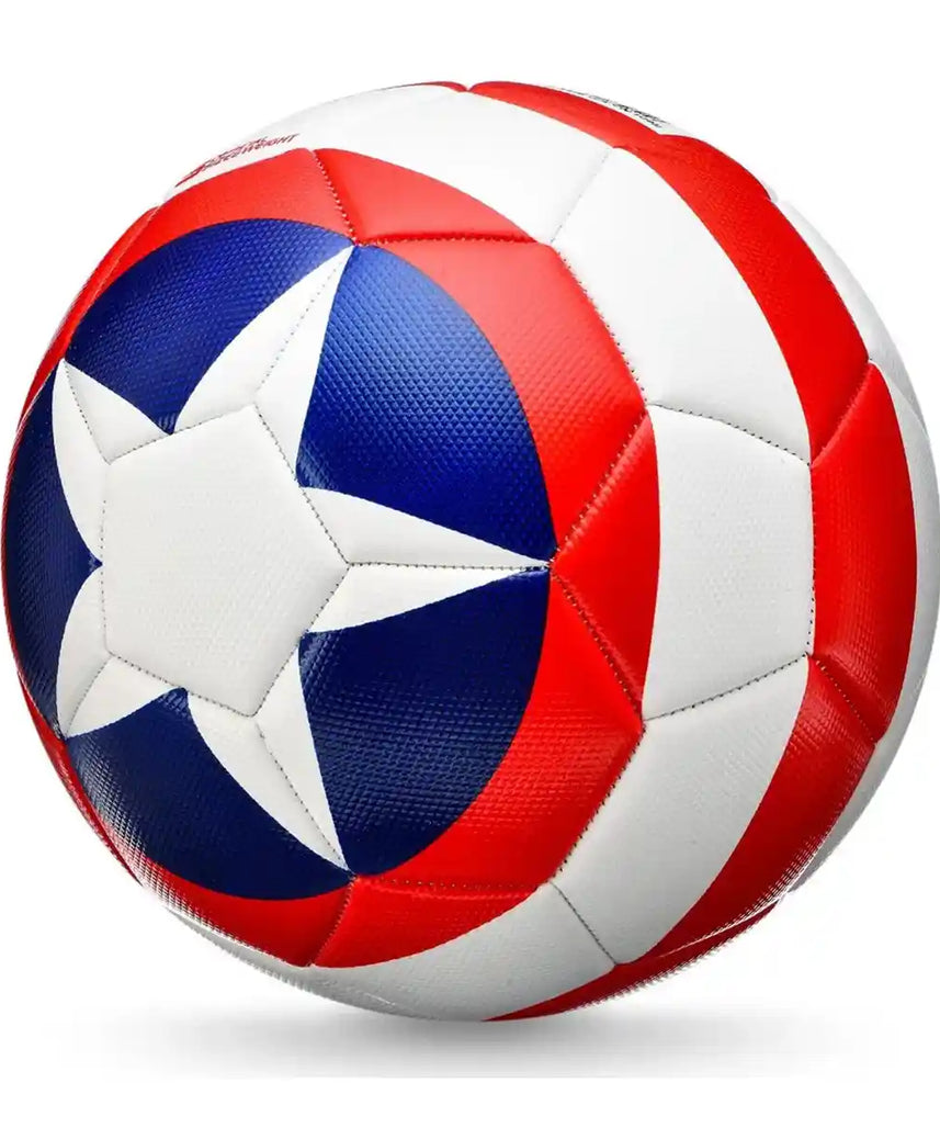 Marvel Captain America Striped Football PVC Rubber, Durable Composite Cover, Consistent Bounce, Grip for Kids Ages 2+