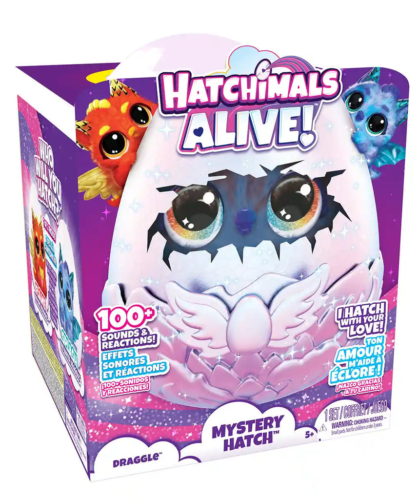 هاتشيمالز ألايف، بيضة فقس سرية، ثلج وماء، بيضة فقس غامضة سحرية مع ضباب، أضواء، أصوات، وحيوان أليف تفاعلي، قد يختلف الطراز، للأعمار من 5 سنوات فما فوق، 6072517