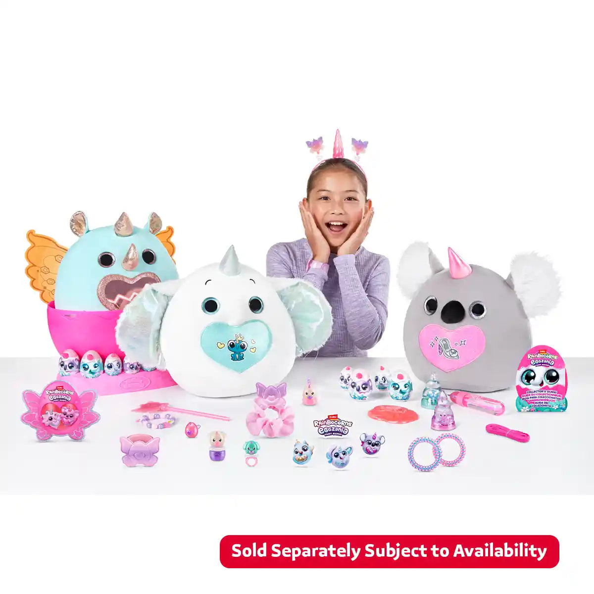 Rainbocorns Eggzania Fairy Mania ZUR-92115 Surprise Toy, 50+ Collectible Surprises, Plush Rainbocorn, Fairy Dress-Up Accessories, Yolkies, Stamps, Slime, Magical Unboxing Fun for Kids 3+