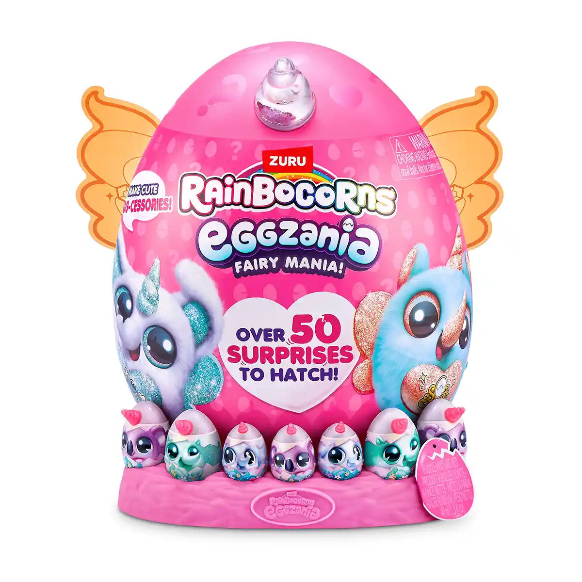 Rainbocorns Eggzania Fairy Mania ZUR-92115 Surprise Toy, 50+ Collectible Surprises, Plush Rainbocorn, Fairy Dress-Up Accessories, Yolkies, Stamps, Slime, Magical Unboxing Fun for Kids 3+