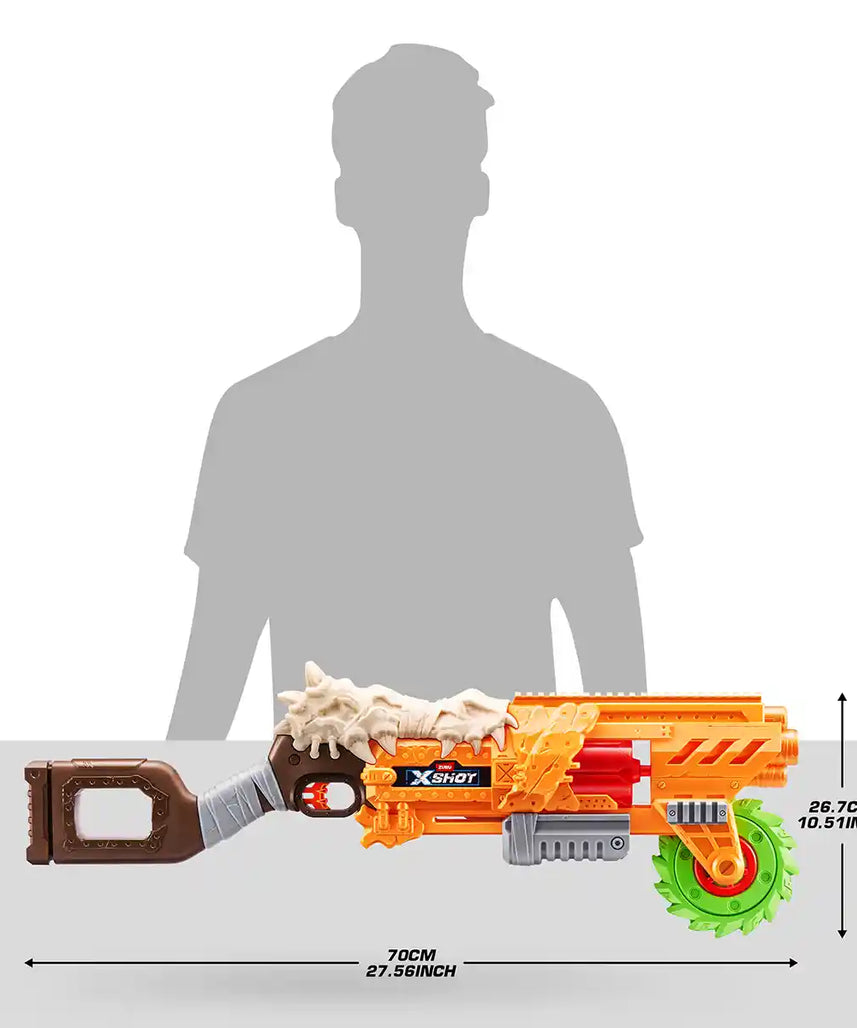XSHOT Horror FIRE Series 1 Doomsday Blaster Foam Dart Gun with 16 Air Pocket Technology Darts, Spinning Saw Blade, High Power Long Range Blaster Toy for Boys and Girls 8+