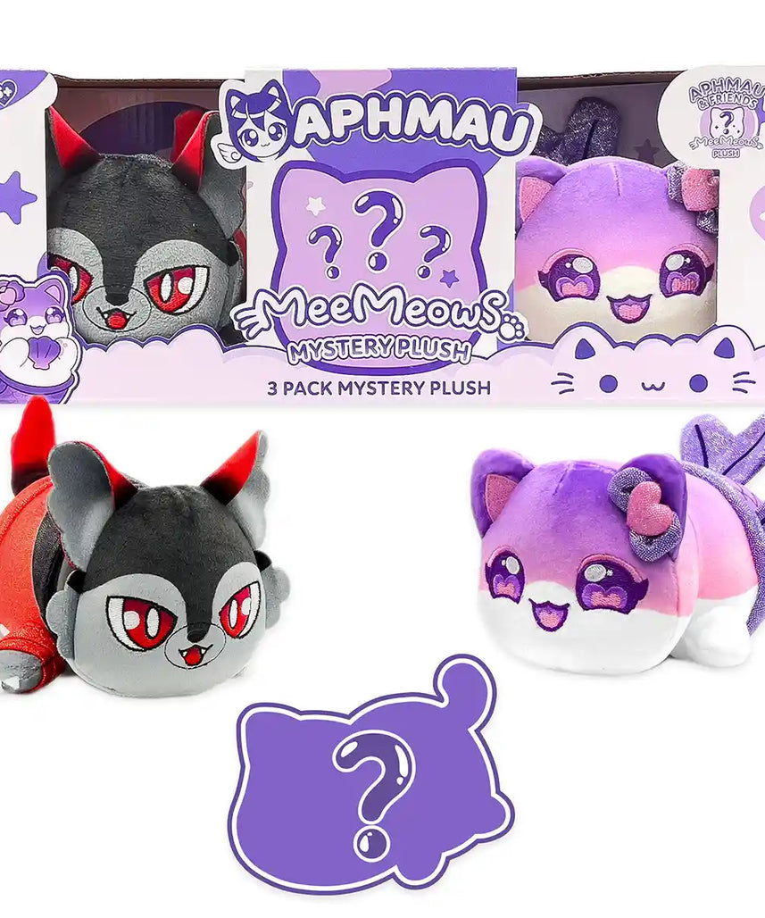 مجموعة من 3 دمى أفمو المحشوة MeeMeow مقاس 6 بوصات، صندوق مفاجأة للأصدقاء مع 2 دمية محشوة + دمية غامضة حصرية، منتجات أفمو الرسمية، حيوانات محشوة قابلة للتحصيل، مناسبة للأعمار من 3 سنوات فما فوق، حيوانات محشوة وألعاب محشوة