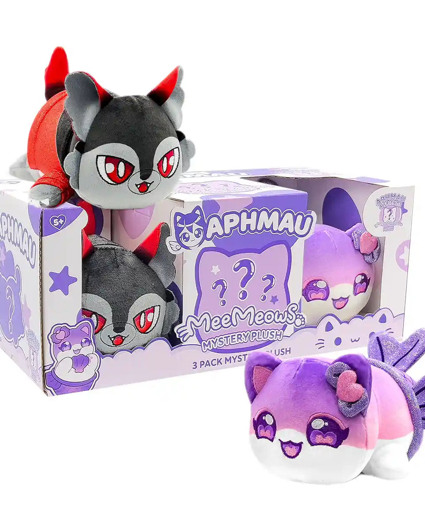 مجموعة من 3 دمى أفمو المحشوة MeeMeow مقاس 6 بوصات، صندوق مفاجأة للأصدقاء مع 2 دمية محشوة + دمية غامضة حصرية، منتجات أفمو الرسمية، حيوانات محشوة قابلة للتحصيل، مناسبة للأعمار من 3 سنوات فما فوق، حيوانات محشوة وألعاب محشوة