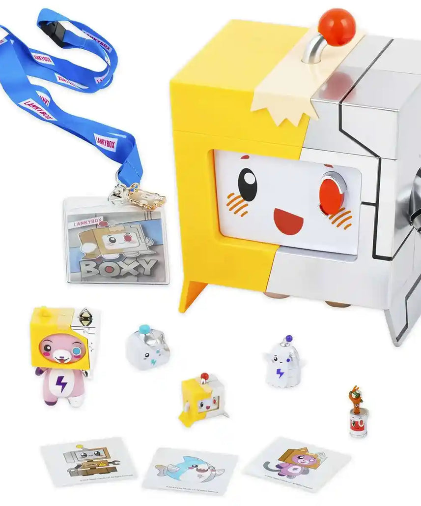 LankyBox Giant Cyborg Mystery BOXY, 10 Surprise Toys + Accessories for Kids, Figures, Micro Figures, Lanyard + Charm, Toy Accessories + Spare Parts, Storage Add-Ons, Durable Child-Safe Materials, 3 Years+