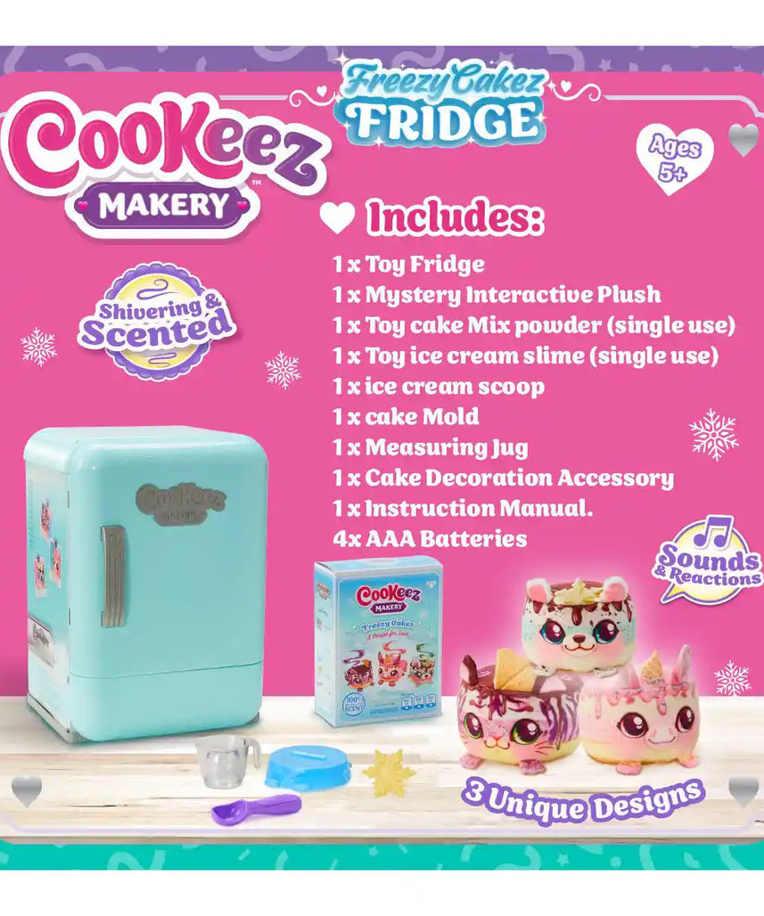 لعبة كعكيز ماكري فريزي كعكز فريدج سربرايز التفاعلية المحشوة، امزج وزيّن وحوّل حيوانات أليفة معطرة، للأطفال من سن 5 سنوات فما فوق، شخصيات ألعاب تفاعلية محشوة