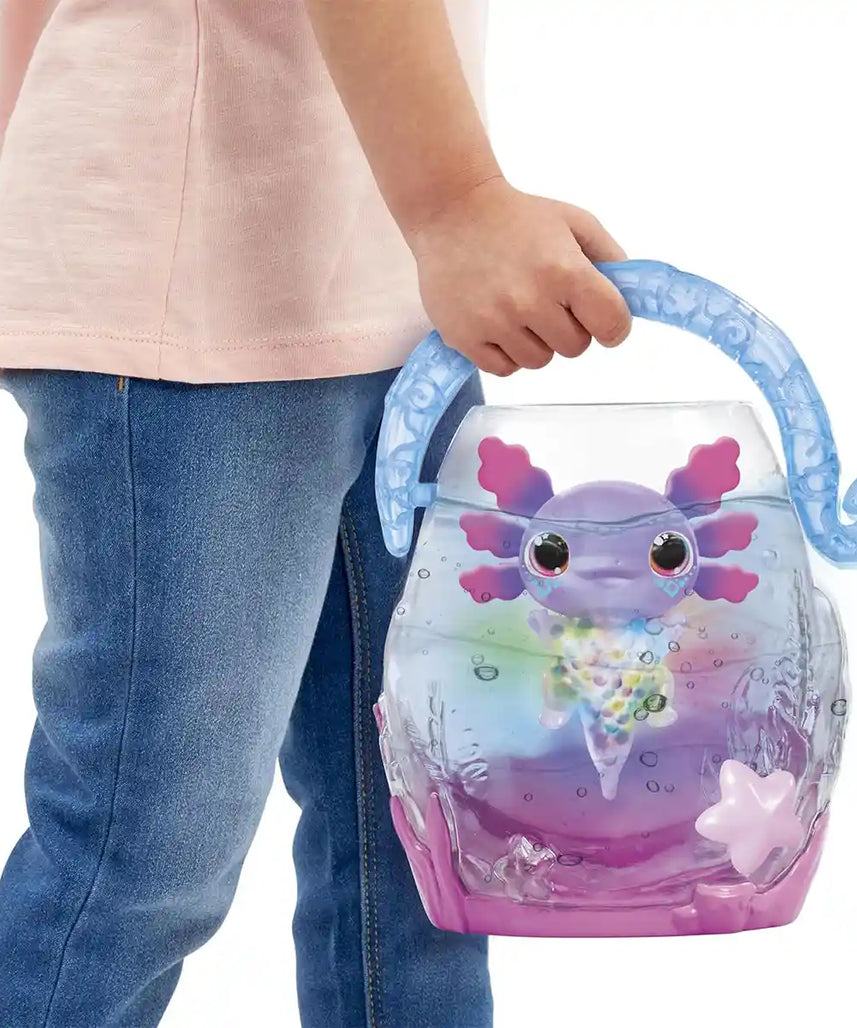 لعبة جالوت أنيماجيك، لعبة فقاعات الأكسولوتل المتلألئة التفاعلية، حيوان أليف مضيء مع قلب متوهج وحوض أسماك بتأثير الفقاعات، لعبة أكسولوتل أرجوانية حصرية، مناسبة للأعمار من 4 سنوات فما فوق، شخصيات ألعاب تفاعلية من القطيفة