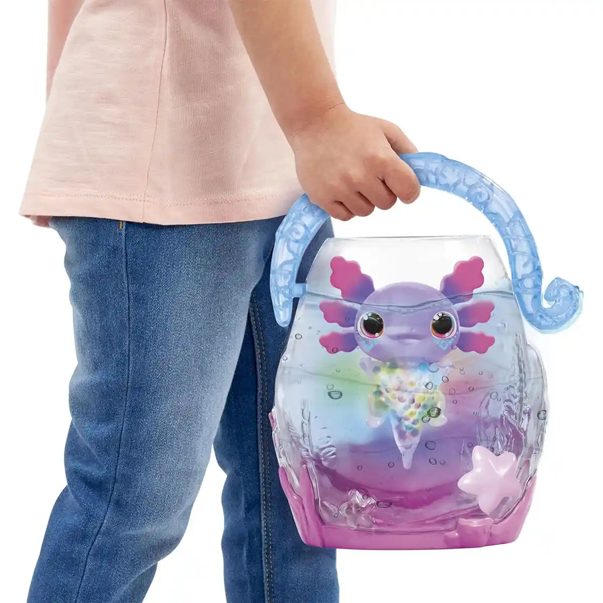 لعبة جالوت أنيماجيك، لعبة فقاعات الأكسولوتل المتلألئة التفاعلية، حيوان أليف مضيء مع قلب متوهج وحوض أسماك بتأثير الفقاعات، لعبة أكسولوتل أرجوانية حصرية، مناسبة للأعمار من 4 سنوات فما فوق، شخصيات ألعاب تفاعلية من القطيفة