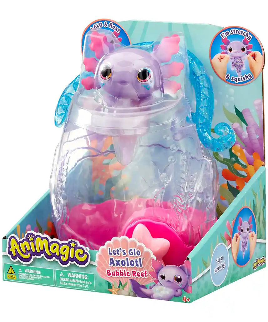 لعبة جالوت أنيماجيك، لعبة فقاعات الأكسولوتل المتلألئة التفاعلية، حيوان أليف مضيء مع قلب متوهج وحوض أسماك بتأثير الفقاعات، لعبة أكسولوتل أرجوانية حصرية، مناسبة للأعمار من 4 سنوات فما فوق، شخصيات ألعاب تفاعلية من القطيفة