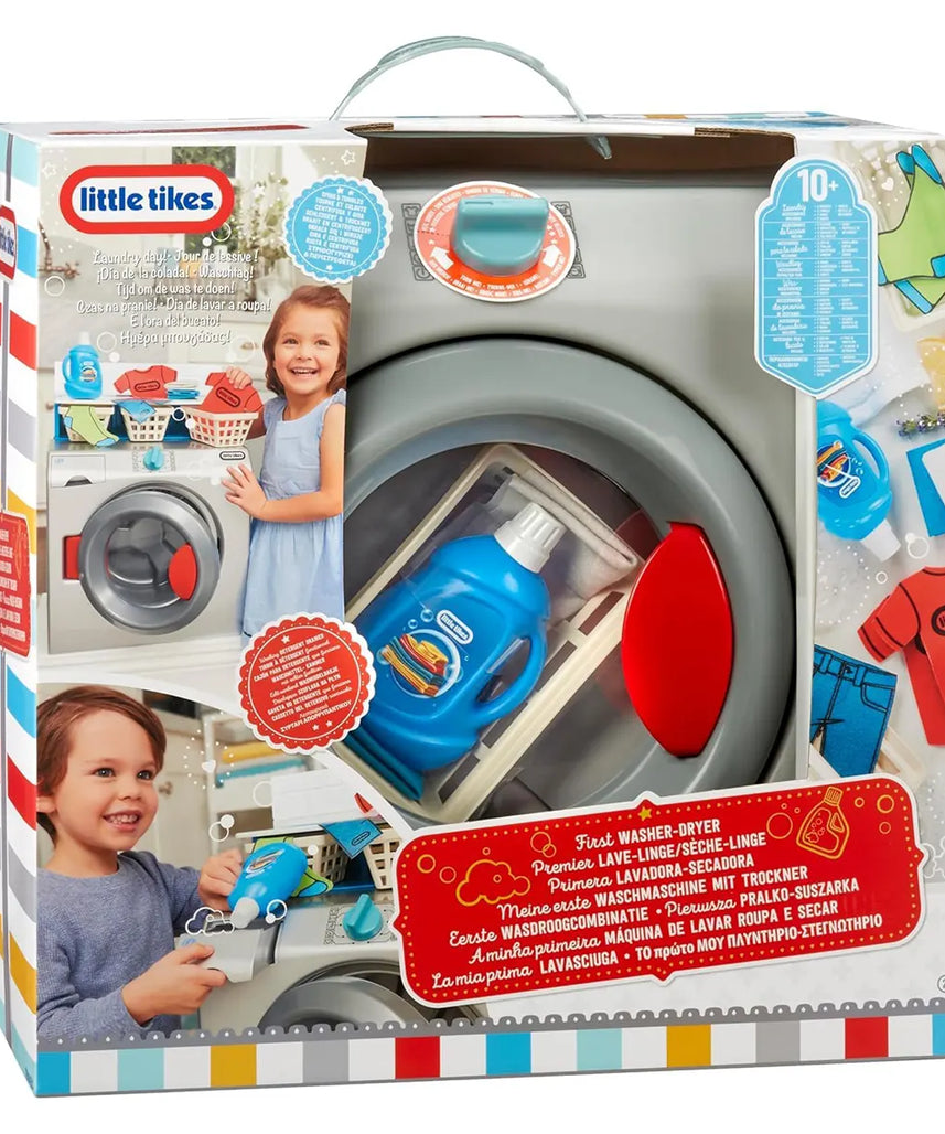 Little Tikes Retro Washer Dryer 50s Style Interactive Toy with Realistic Sounds, Rotating Drum & 7 Accessories, Pretend Play Appliance for Kids Ages 2+, Kitchen Playsets
