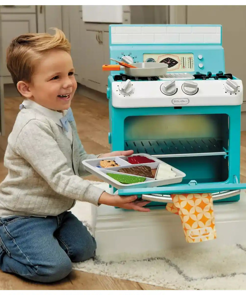 Little Tikes My First Kitchen Appliance Retro Toy Oven with Realistic Lights, Sounds & Knobs, Pretend Play Cooking Toy for Kids Ages 2+, Kitchen Playsets