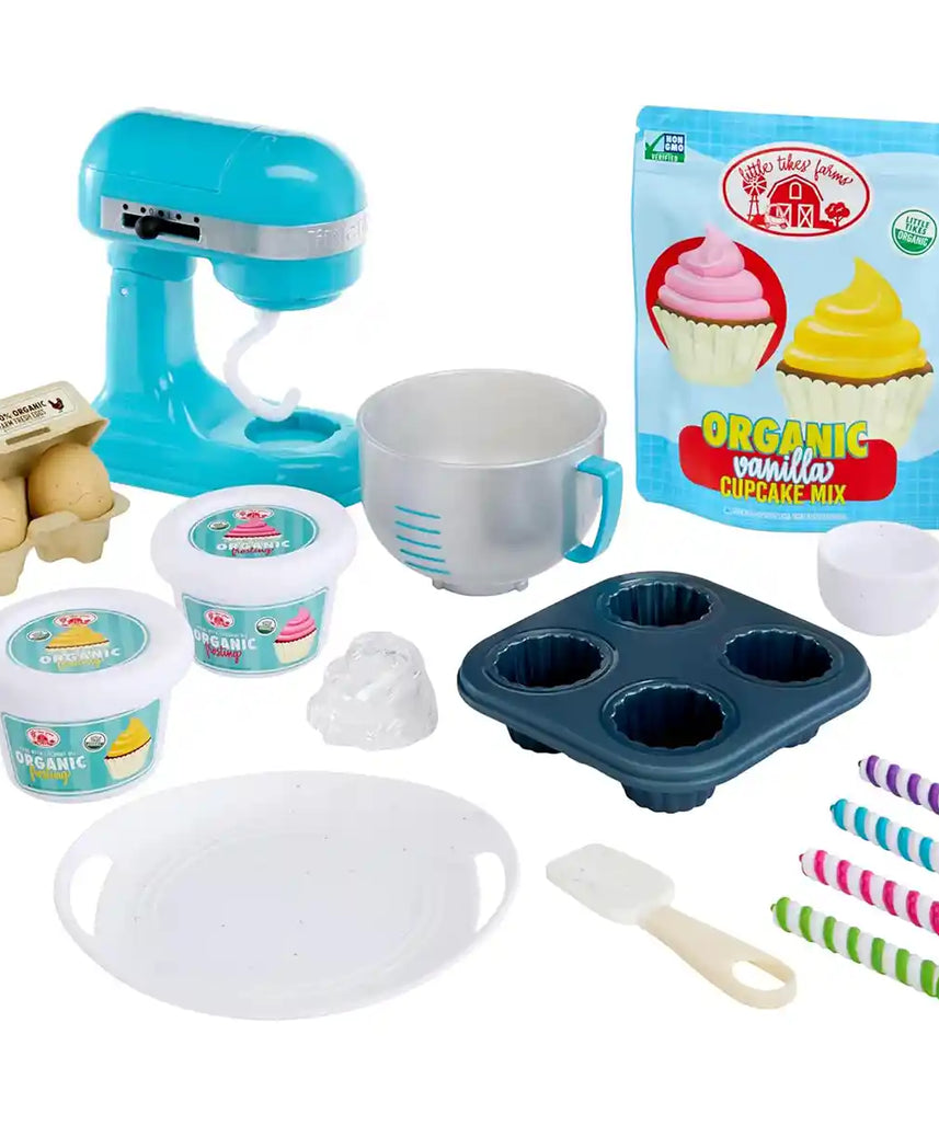 Little Tikes Kitchen Play Set, Pink, Cupcake Station with Mixer, 18 Accessories, Reusable Make-It Mix Sand, Realistic Utensils, Pretend Baking Toy for Kids Age 3+