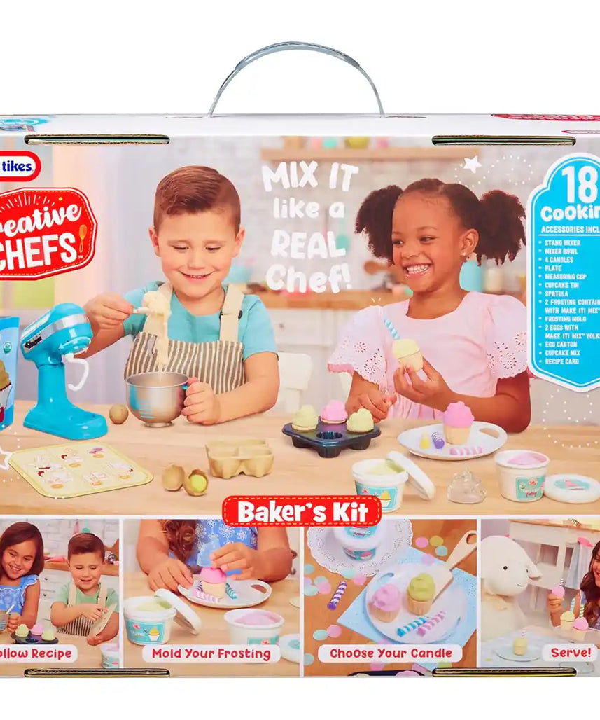 Little Tikes Kitchen Play Set, Pink, Cupcake Station with Mixer, 18 Accessories, Reusable Make-It Mix Sand, Realistic Utensils, Pretend Baking Toy for Kids Age 3+