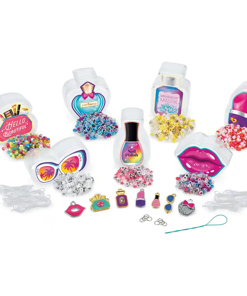 Shimmer 'n Sparkle Mini Mania Beauty Charms, DIY Beaded Bracelets Kit with 1000+ Multicolored Beads, Collectible Themed Charms, Mini Storage Containers, Creative Jewelry Set for Kids 6+