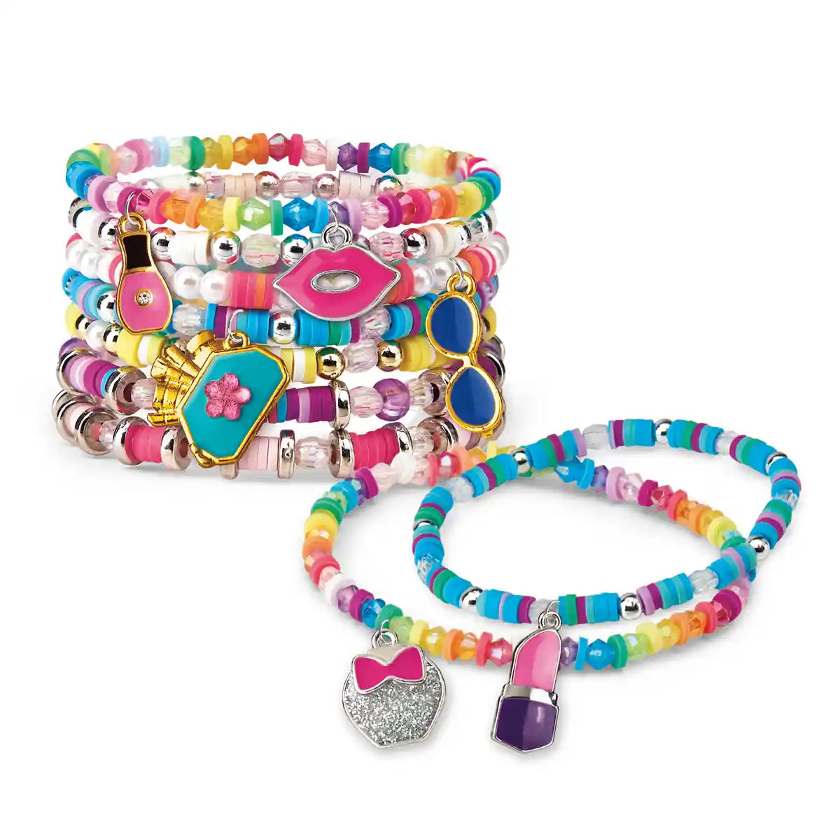 Shimmer 'n Sparkle Mini Mania Beauty Charms, DIY Beaded Bracelets Kit with 1000+ Multicolored Beads, Collectible Themed Charms, Mini Storage Containers, Creative Jewelry Set for Kids 6+