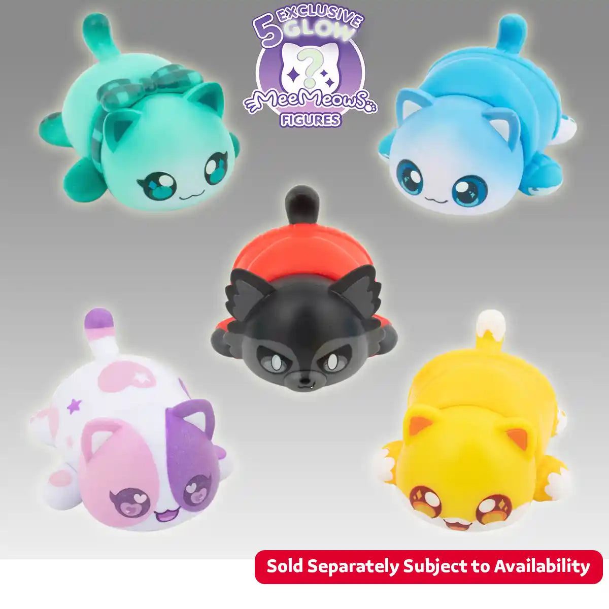 مجموعة مجسمات أفماو وأصدقائه الغامضة المضيئة، 5 قطع من مجسمات القطط القابلة للتجميع، شخصيات حصرية متوهجة في الظلام: قط أفماو، قطة نوي، قطة كيم، قطة بيرس، قطة آرون، منتجات أفماو الرسمية