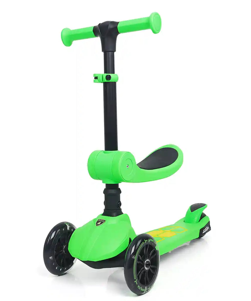 سكوتر لامبورغيني للأطفال ٢ في ١، عجلات مضيئة، قابل للطي، مقعد قابل للتعديل، لعبة ركوب للأطفال الصغار، ألوان متنوعة