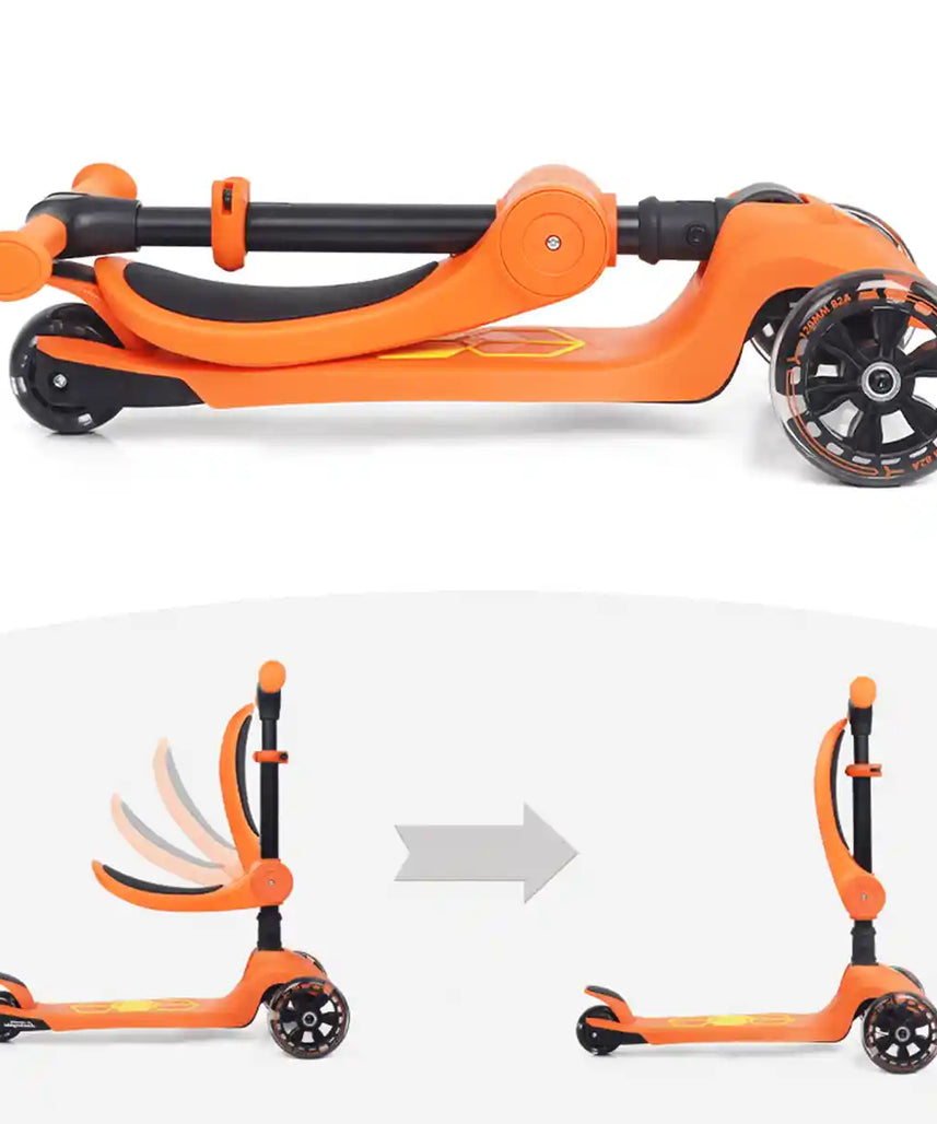 سكوتر لامبورغيني للأطفال ٢ في ١، عجلات مضيئة، قابل للطي، مقعد قابل للتعديل، لعبة ركوب للأطفال الصغار، ألوان متنوعة