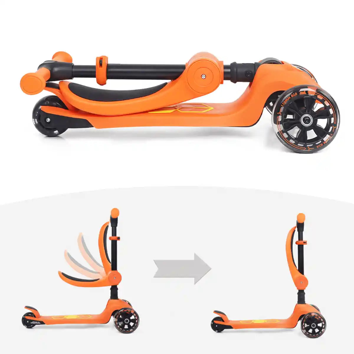 سكوتر لامبورغيني للأطفال ٢ في ١، عجلات مضيئة، قابل للطي، مقعد قابل للتعديل، لعبة ركوب للأطفال الصغار، ألوان متنوعة