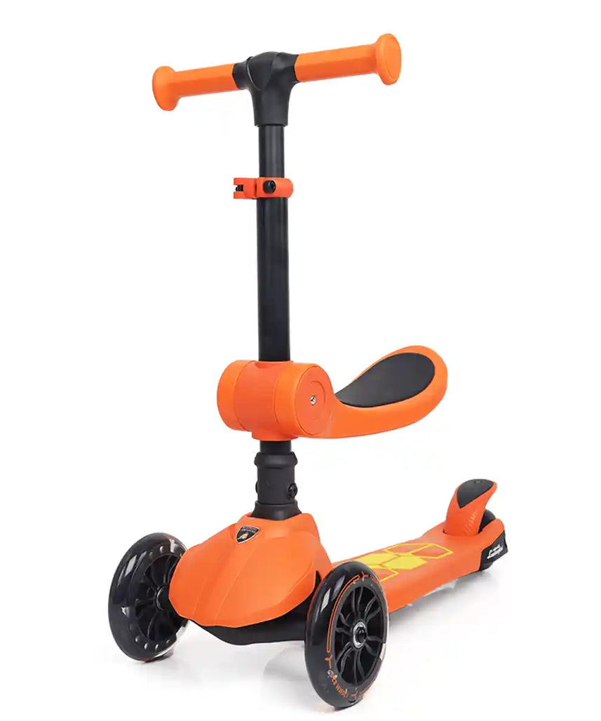 سكوتر لامبورغيني للأطفال ٢ في ١، عجلات مضيئة، قابل للطي، مقعد قابل للتعديل، لعبة ركوب للأطفال الصغار، ألوان متنوعة