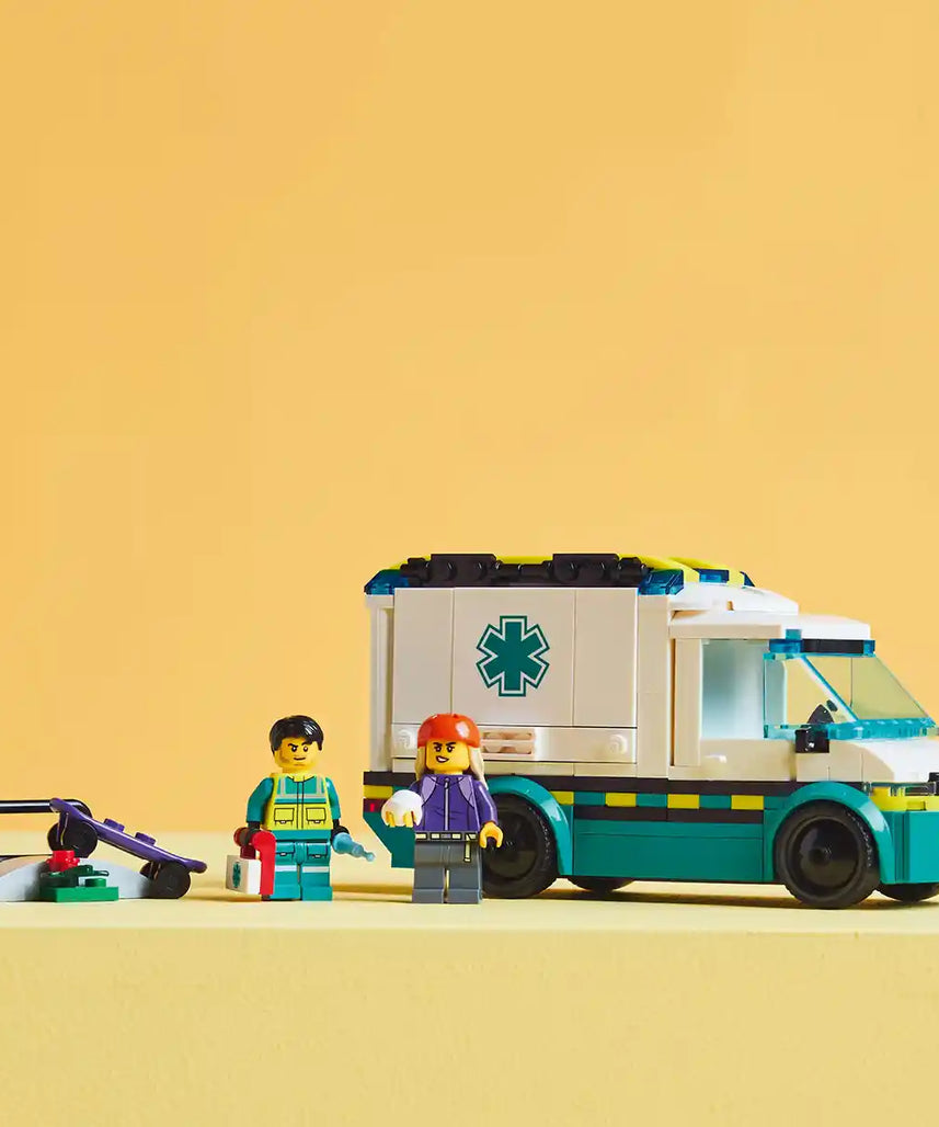LEGO CITY 60451 Emergency Ambulance Building Set – Creative Construction & Role Play Kit with Skate Ramp, Minifigures & Accessories for Kids Ages 5+ Building Sets