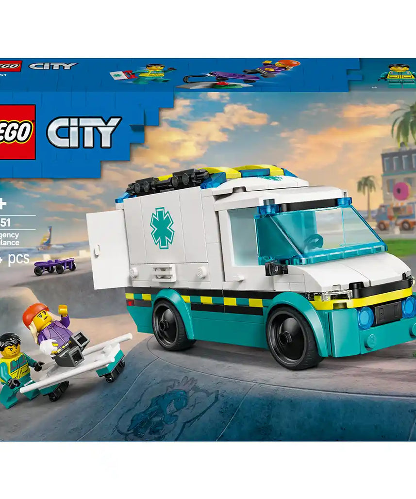 LEGO CITY 60451 Emergency Ambulance Building Set – Creative Construction & Role Play Kit with Skate Ramp, Minifigures & Accessories for Kids Ages 5+ Building Sets