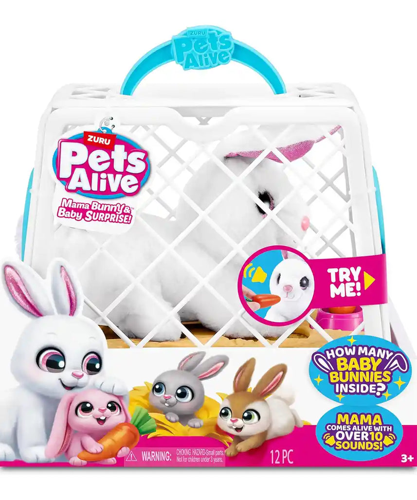 لعبة تفاعلية من Pets Alive Mama &amp; Baby Surprise - السلسلة 1: Mama Bunny مع أرانب صغيرة مخفية وأصوات وملحقات