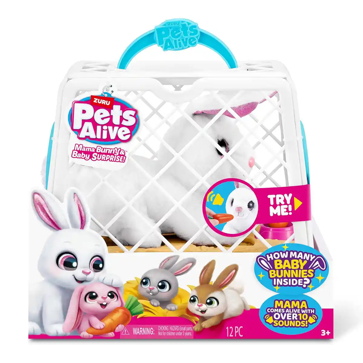 لعبة تفاعلية من Pets Alive Mama &amp; Baby Surprise - السلسلة 1: Mama Bunny مع أرانب صغيرة مخفية وأصوات وملحقات