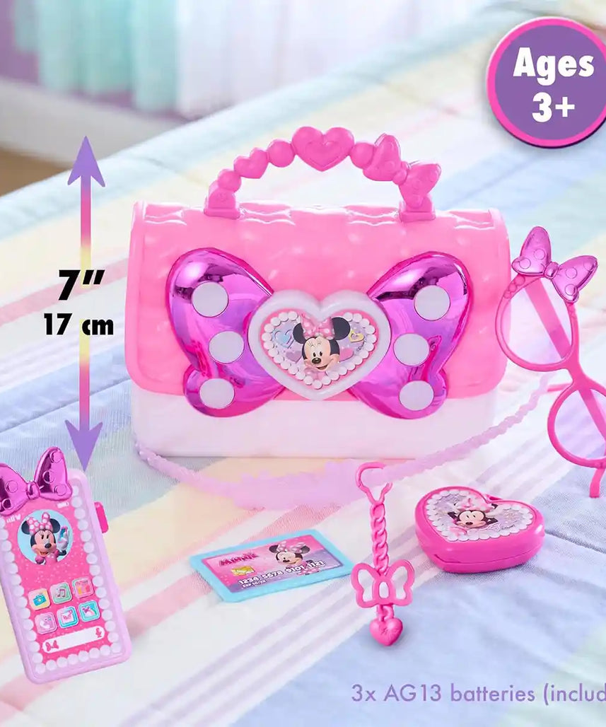 Disney Junior Minnie Mouse Bowfabulous Bag Set 8 Inches Tall, Role Play Accessories for Kids Ages 3+