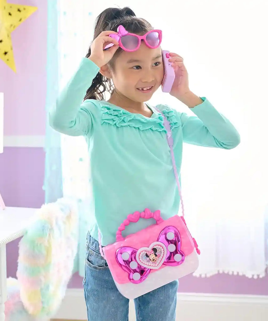Disney Junior Minnie Mouse Bowfabulous Bag Set 8 Inches Tall, Role Play Accessories for Kids Ages 3+