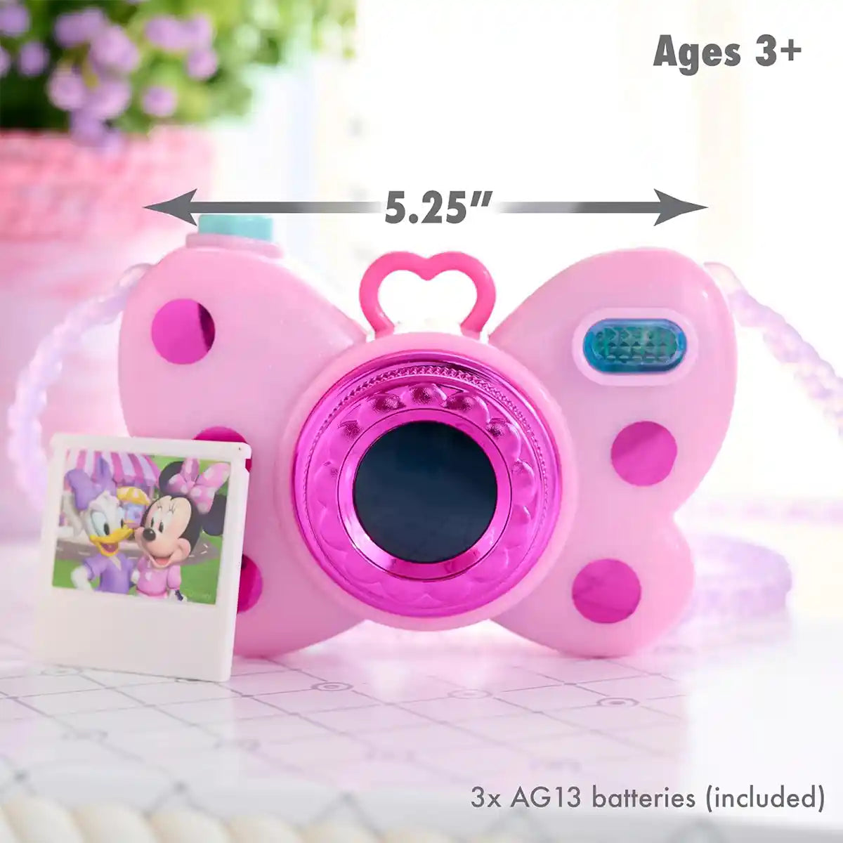 كاميرا ديزني جونيور ميني ماوس المثالية مع أضواء وأصوات واقعية وميزة إخراج الصور وحزام كتف للأطفال من سن 3 سنوات فما فوق