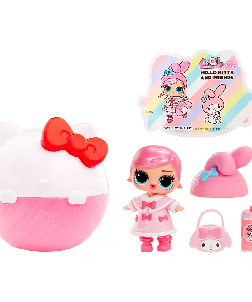 LOL Surprise Hello Kitty and Friends Tots Collectible Doll with 7 Surprises, Cute Unboxing Toy for Girls Ages 3 and Up