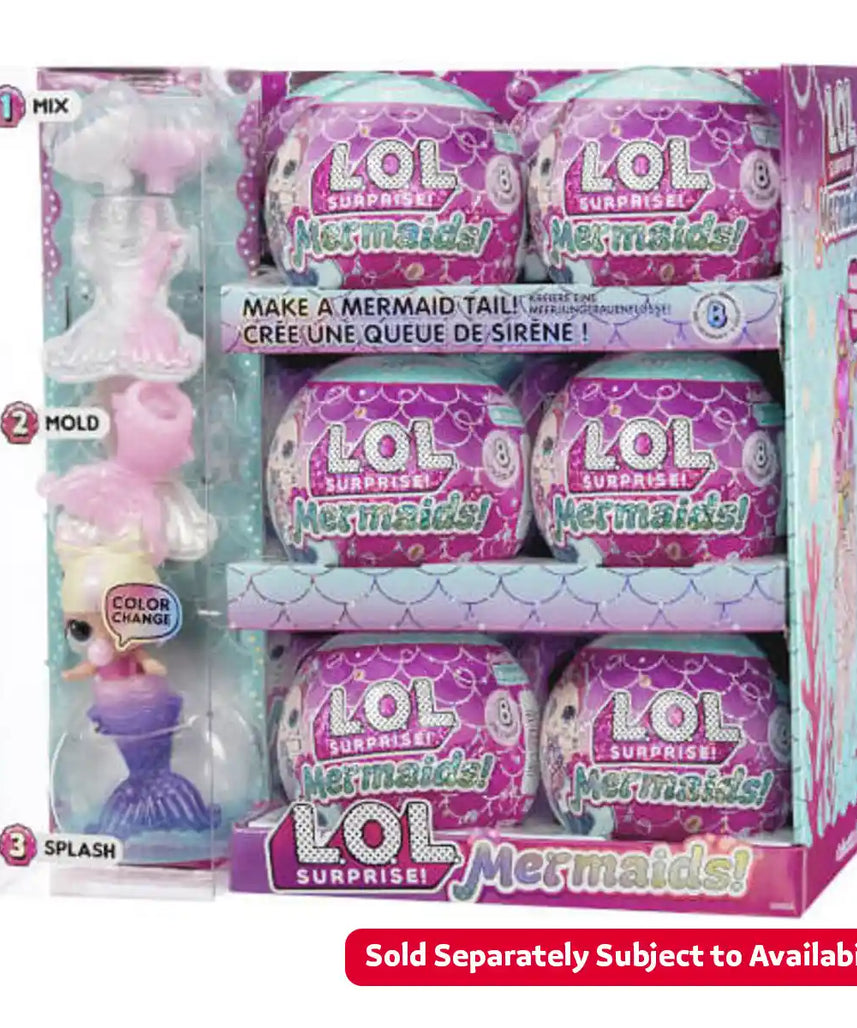 مفاجأة LOL! حورية البحر الصغيرة، ذيل متغير اللون، اصنعي ذيل حورية البحر الخاص بكِ، 8 دمى قابلة للتجميع مع إكسسوارات أنيقة، لعبة إبداعية للأطفال من سن 4 سنوات فما فوق