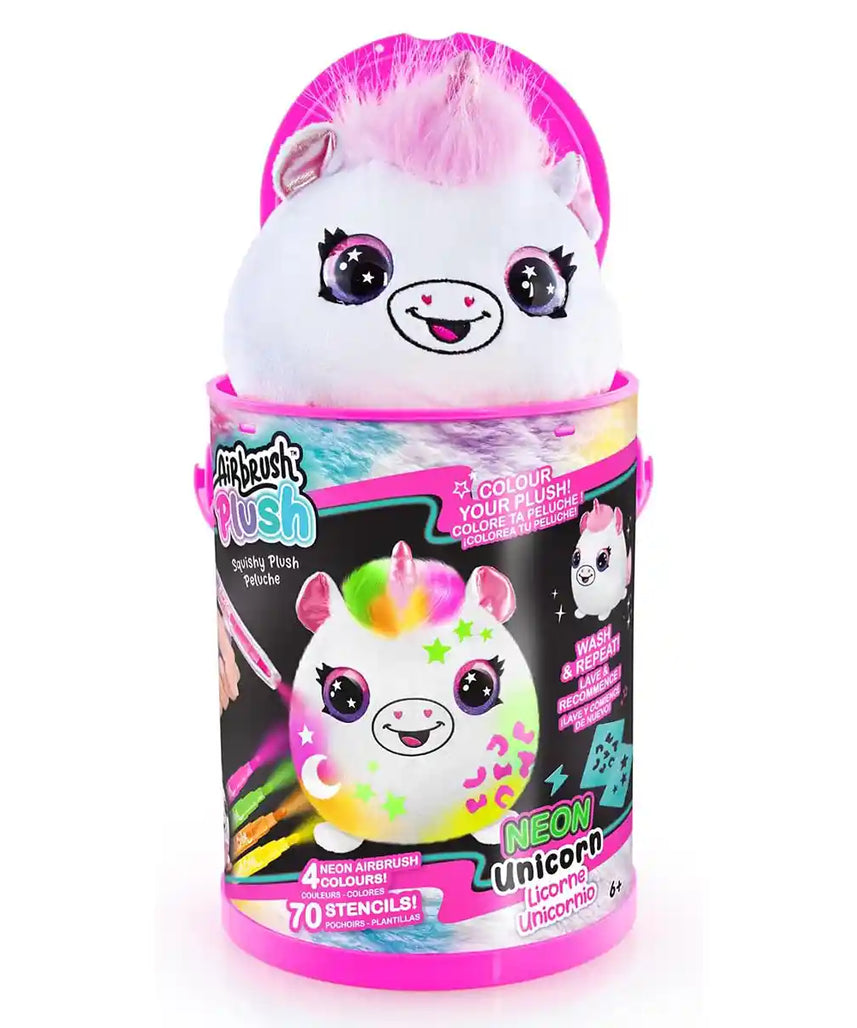 علبة طلاء سكويش بالز نيون من القطيفة الهوائية مع استنسل وأقلام تحديد ورذاذ هواء، لعبة تفاعلية على شكل وحيد القرن قابلة للتخصيص للأطفال من سن 6 سنوات فما فوق