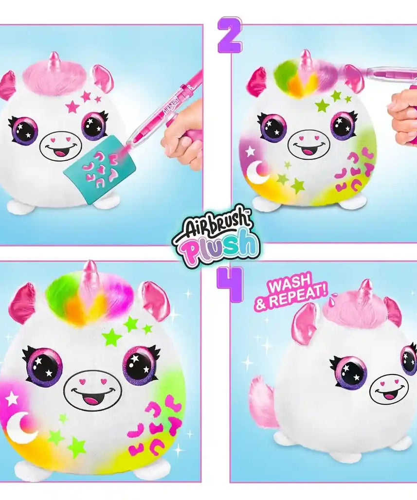 علبة طلاء سكويش بالز نيون من القطيفة الهوائية مع استنسل وأقلام تحديد ورذاذ هواء، لعبة تفاعلية على شكل وحيد القرن قابلة للتخصيص للأطفال من سن 6 سنوات فما فوق