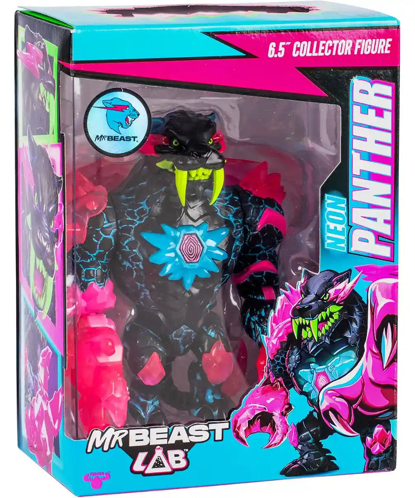 مجسم نيون بانثر من مستر بيست لاب W2، مقاس 6.5 بوصة مع 13 نقطة مفصلية، مطاردة غامضة نادرة، لعبة قابلة للتجميع للأطفال من سن 5 سنوات فما فوق
